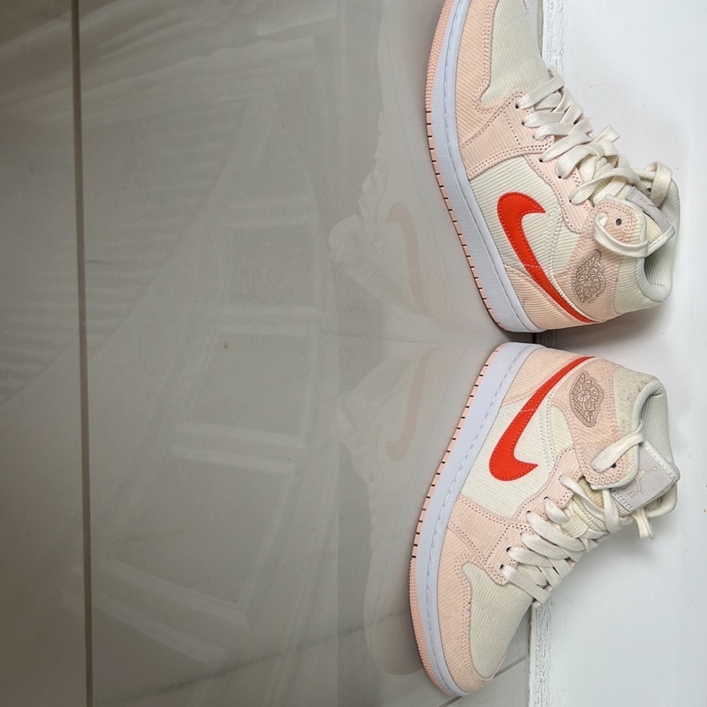 Sail/Orange Quartz/White/Orange Air Jordan 1 Mid SE 'Corduroy' Size 7.5 - Picture 6 of 9